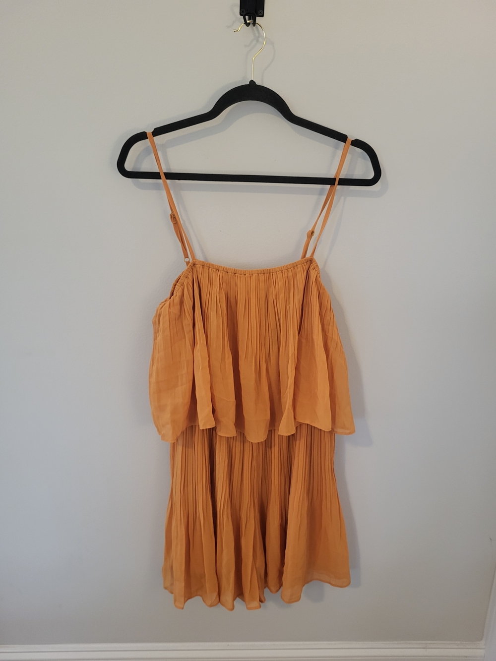 Women’s Orange Midi Dress with Spaghetti Straps